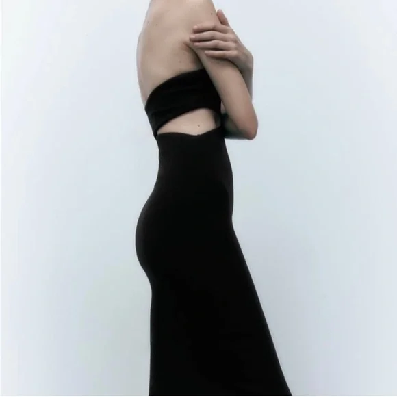 ZARA GEOMETRIC CUT OUT MIDI DRESS- small - Picture 2 of 10